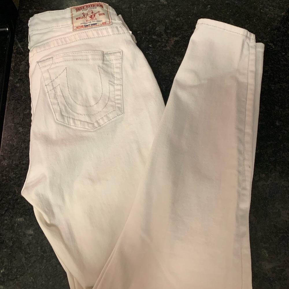 True Religion Curvy Skinny White Jeans Size 30